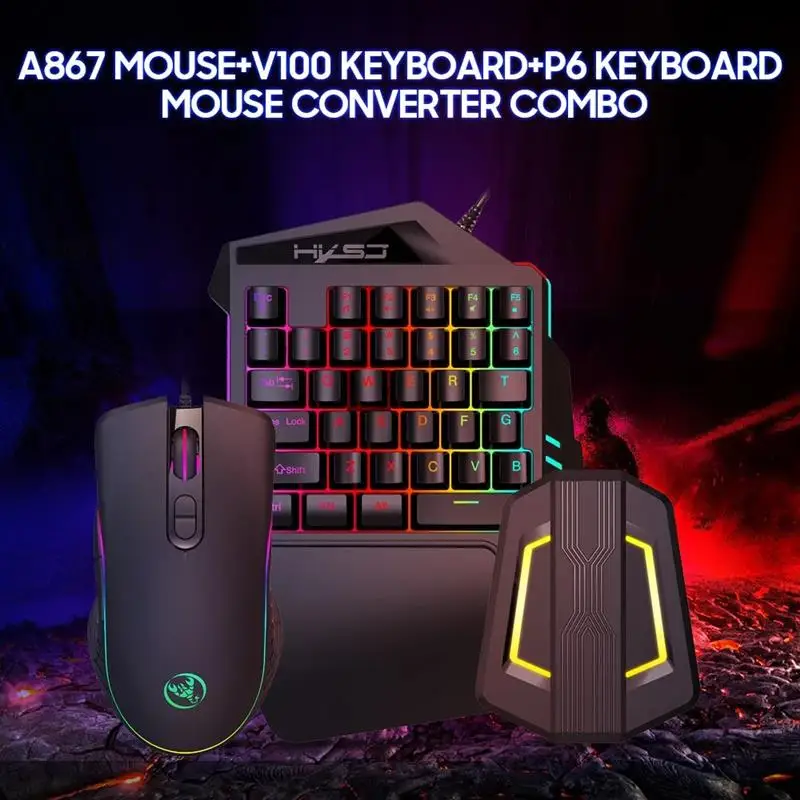 

Эргономичная Проводная игровая мышь A867 RGB V100, Игровая клавиатура для одной руки с 35 клавишами, портативная клавиатура P6, мышь