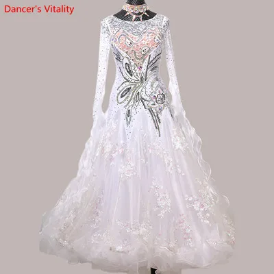 Only Dress as Photo Современный танцевальный костюм для гонок, выступлений, роскошное платье с открытой спиной и бусинами, бальное платье, национальный стандарт вальса, Джазовый танцевальный костюм - Цвет: Only Dress as Photo