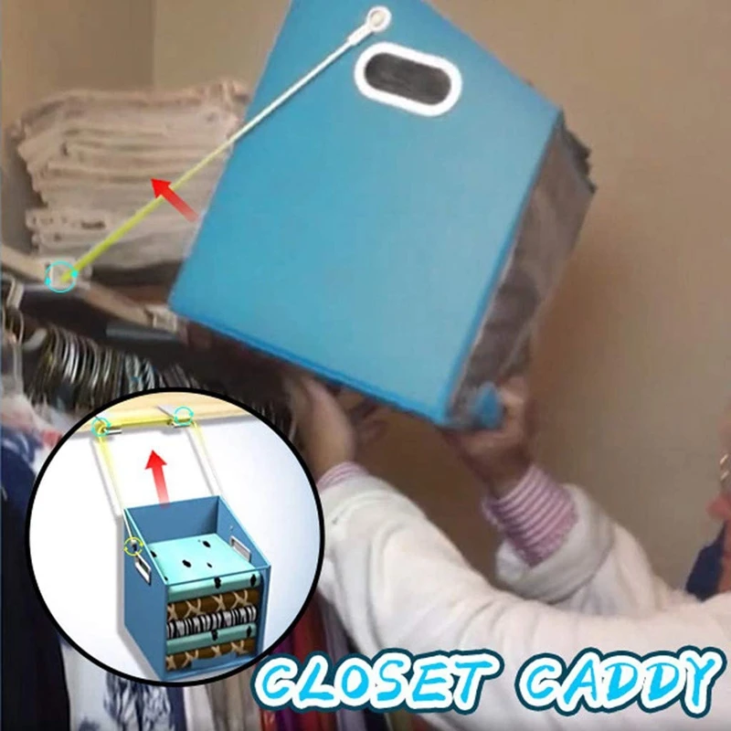

Closet Caddy Mounted Organizer Foldable Clothes Blanket Quilt Sweater Storage Box with Clear Window Rotatable Pull