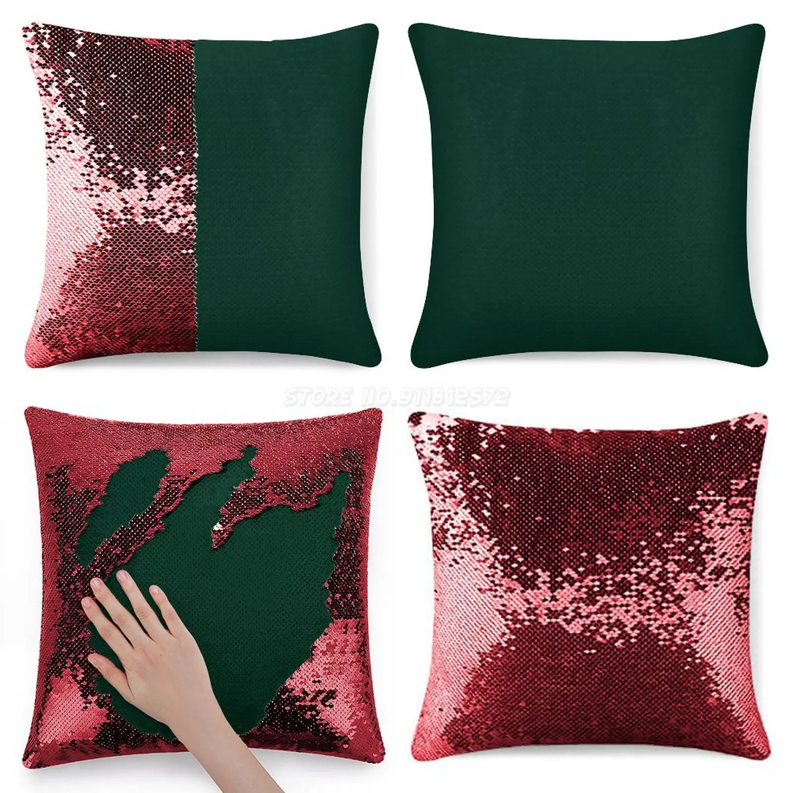 Ультра-глубокая изумрудная зеленая Наволочка на месте с блестками Декор для дома