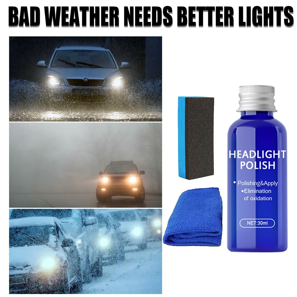 

9H Headlight Cover Len Restorer Repair Liquid Polish Cleaner Light Repair Agent Fluid Car-Accessory With Towel And Sponge