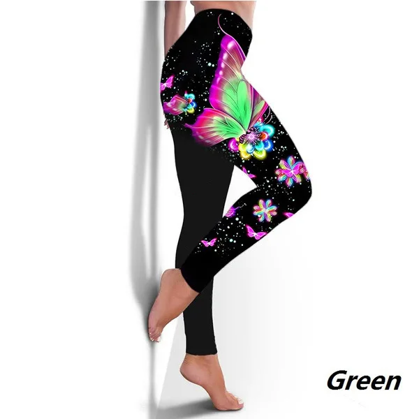 

Seamless Yoga Pants Printing Butterfly Digital High Waist Sports Female Fitness Slim Elastic Leggings Workout Sportswear Women