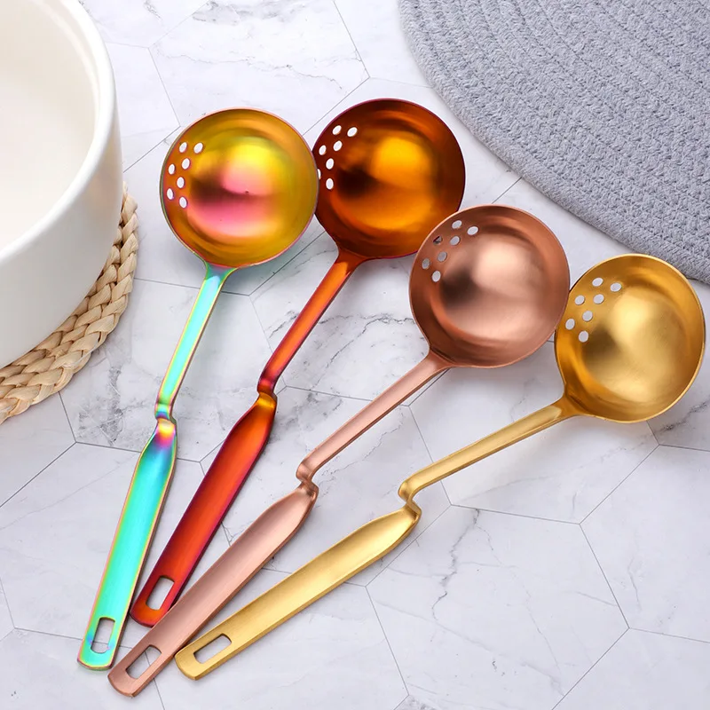 

Dual Purpose Soup Spoon Colander Hanging Long Handle Ladle Stirring Tablespoons Stainless Steel Tableware Kitchen Cooking Tool
