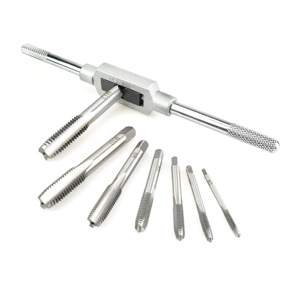 M3-M12 Tap Wrench NEWACALOX M3-M12 гаечный ключ и Высокоскоростная сталь 8 в 1 Набор инструментов DIY ручной набор инструментов - Цвет: M3-M12 Tap Wrench