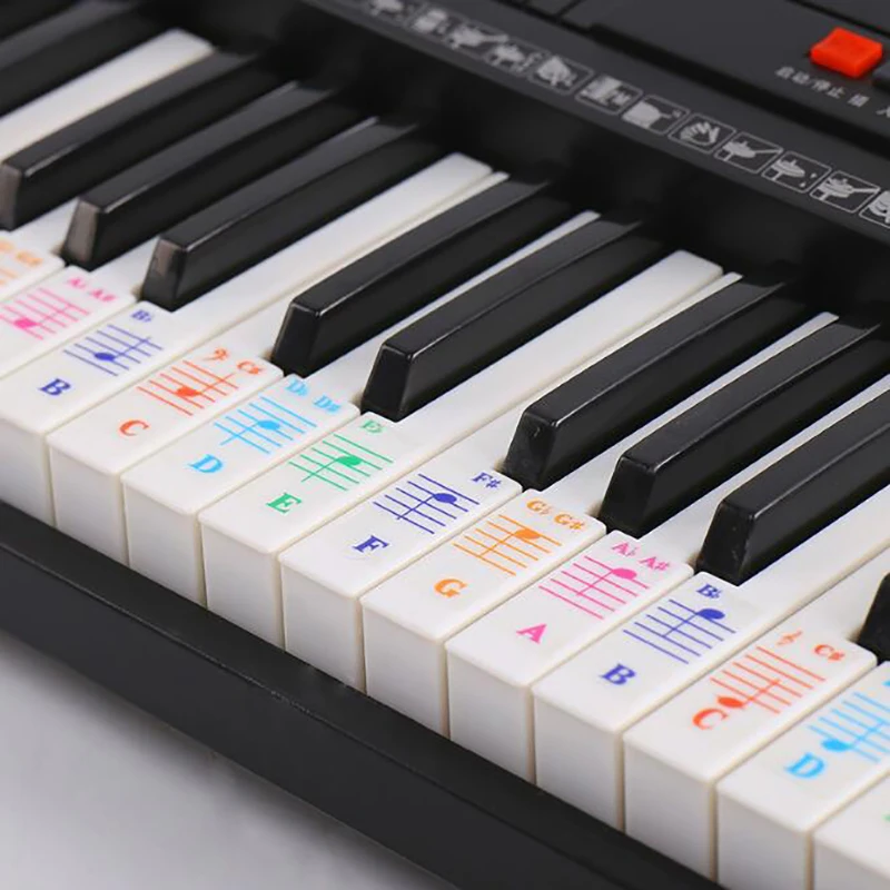 

61 Key Color Piano Letter Notes Stickers Keyboard Hand Roll Piano Keyboard Transparent Stickers Notation Transparent