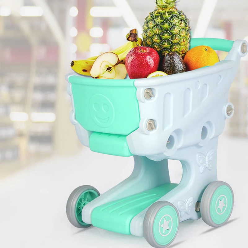 

Babyinner Children Shopping Cart PP Plastic 15.7*17.7*21.7in Kids Toy Walking Shopping Cart Suitable for Children Over 3 Years
