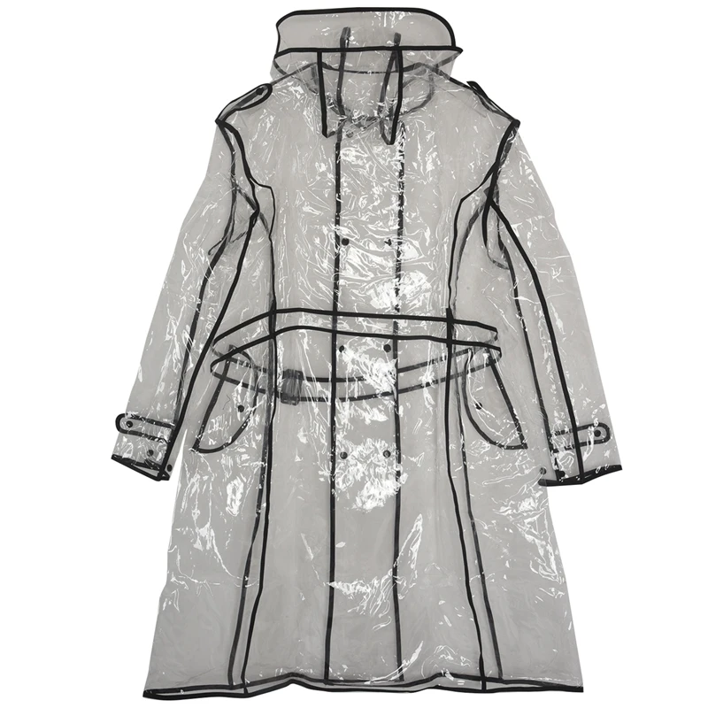 Transparent Ladies Long Raincoat Women'S Belt Waterproof Travel Windbreaker Eva | Дом и сад