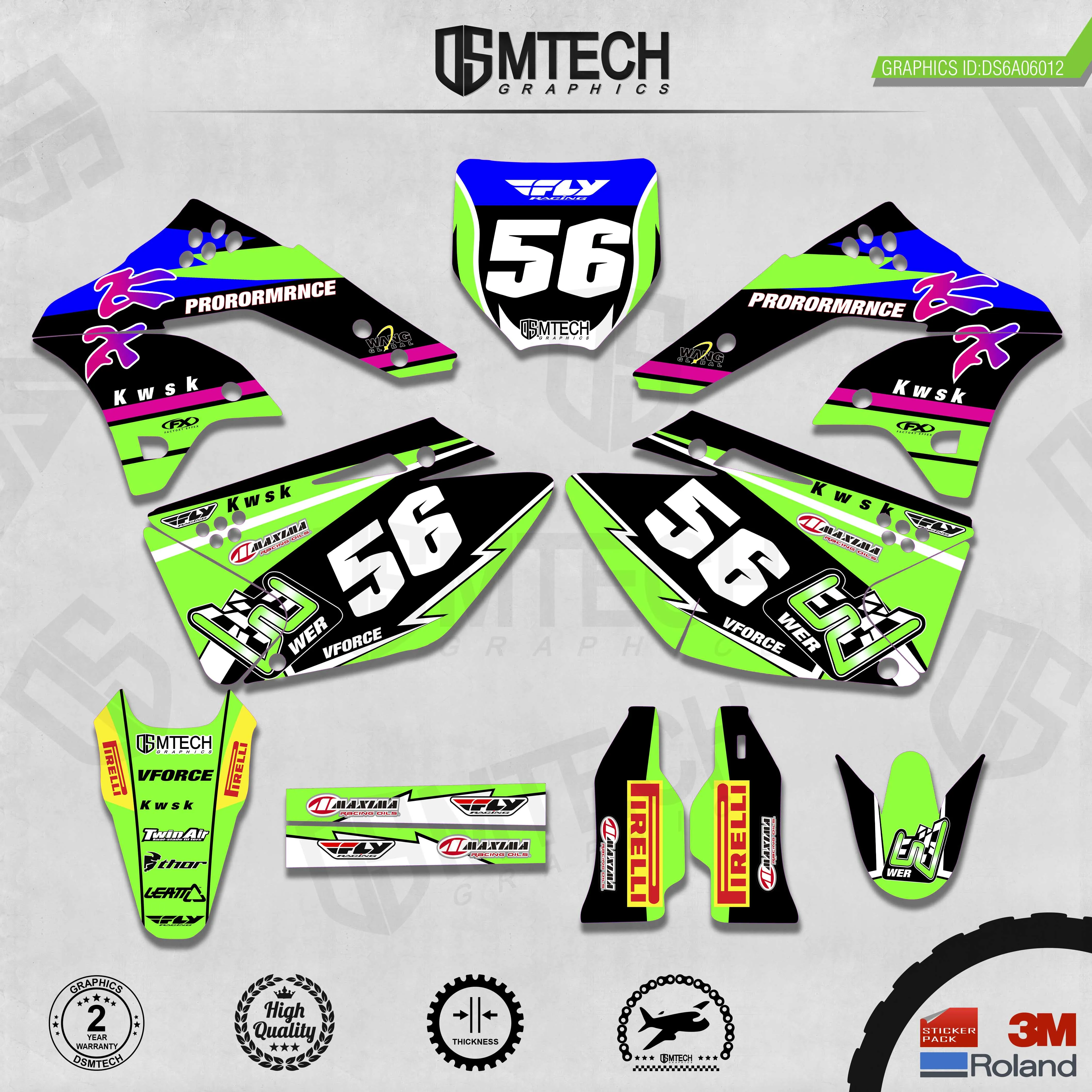 DSMTECH Customized Team Graphics Backgrounds Decals 3M Custom Stickers For KAWASAKI  2006-2007 2008 KXF250 012