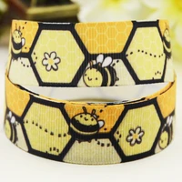 22mm 25mm 38mm 75mm little bee cartoon printed grosgrain ribbon party decoration 10 yards x 03932