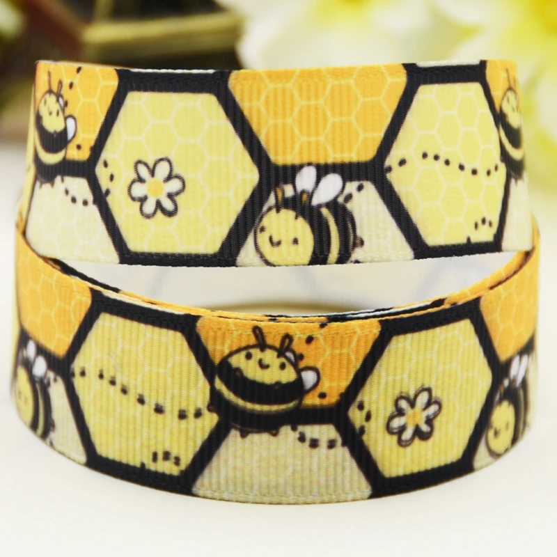 22 мм 25 38 75 Пчелка мультфильм печатных Grosgrain ленты вечерние свадебные украшения 10