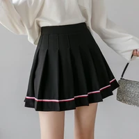 high waist womens skirts striped pleated skirt elastic waist female skirts sweet mini skirts dance skirt plaid skirt