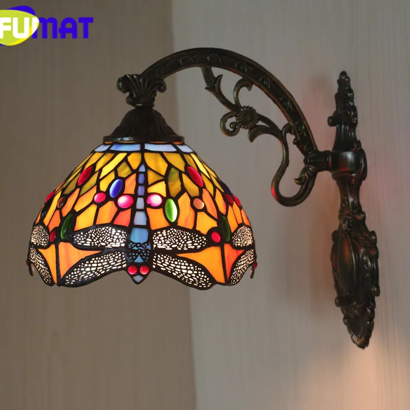 

FUMAT Tiffany-Style Wall Lamp Stained Glass Shade Wall Light Fixture Sconce LED Home Deco Bedroom Bathroom Mirror Wall Lights