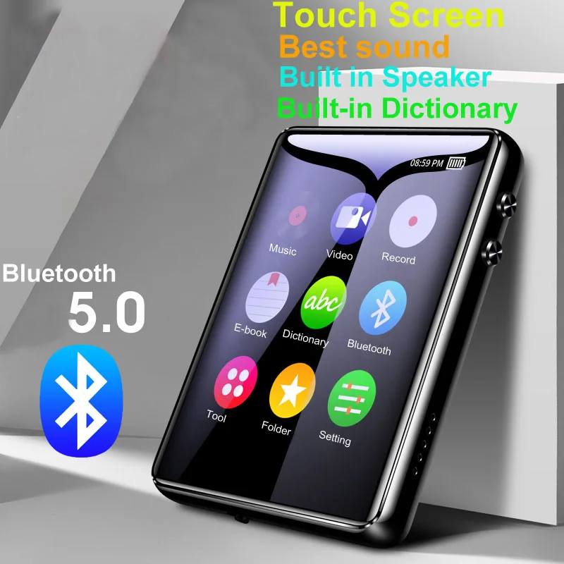 

Touch Screen 2.4 inch Metal Bluetooth 5.0 MP3/MP4 Player HiFi Music Player Built-in Speaker With E-book Recording/FM Radio/Video