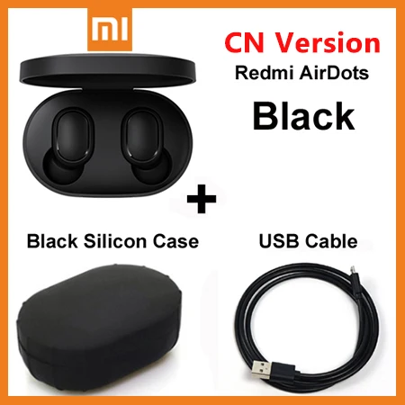Xiaomi Redmi Airdots TWS беспроводные Bluetooth наушники стерео бас гарнитура с микрофоном голосовой помощник управление AI - Цвет: CN Add CaseCable