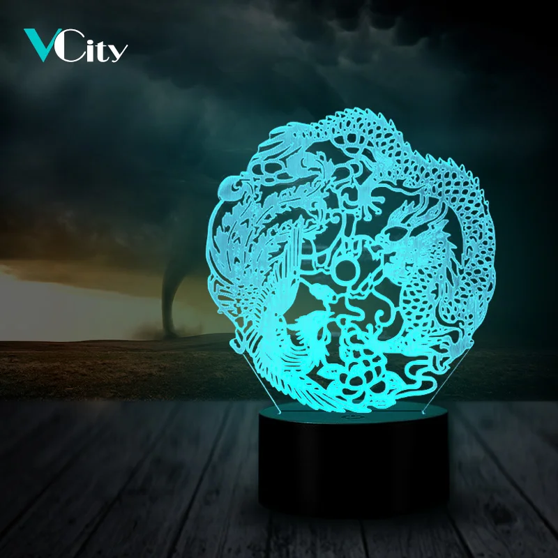 3D лампа VCity с китайским драконом светодиодный ночник 2019 USB крутой креативный