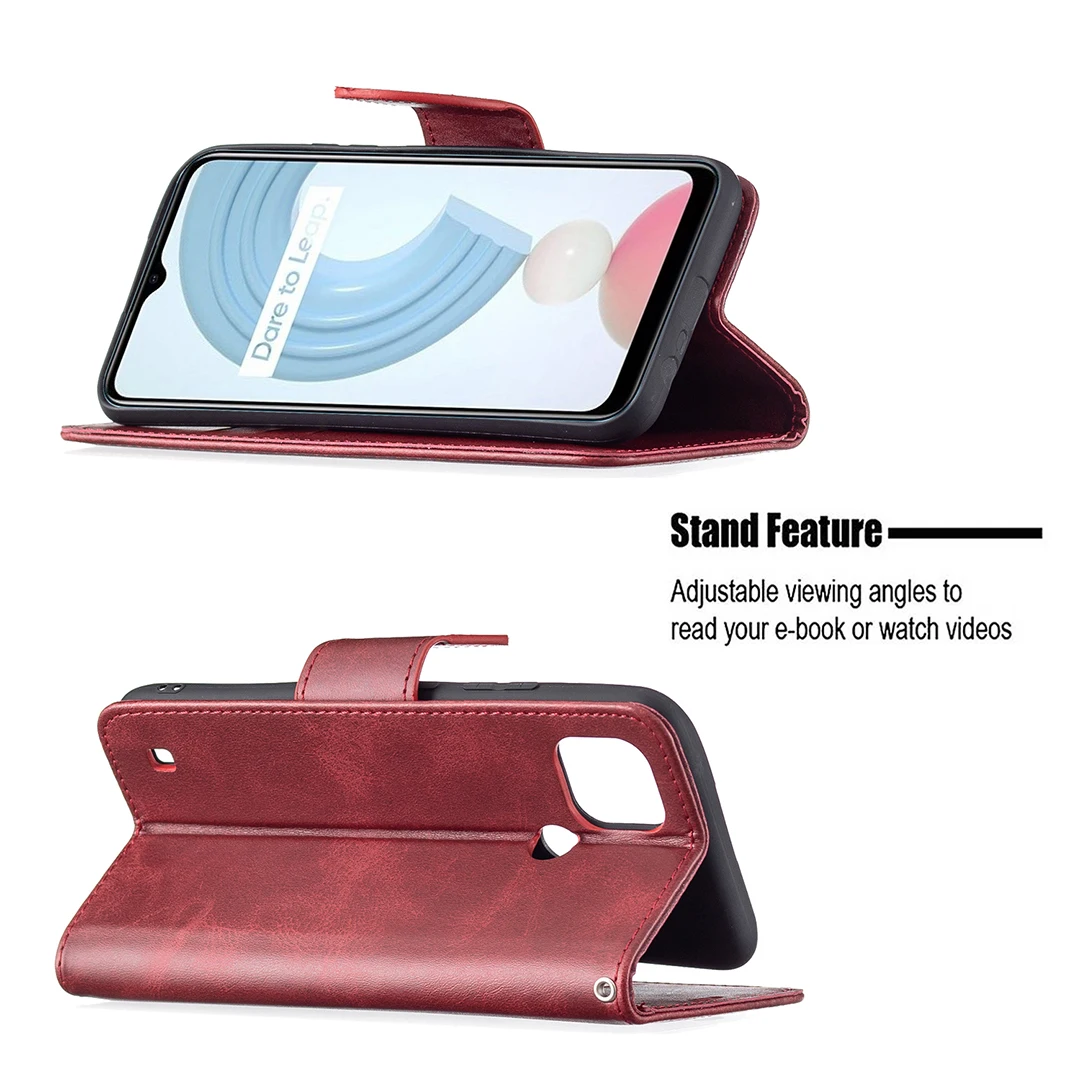 Realme C15 Leather Flip Case For OPPO Realme C21 Case sFor OPPO Realme C12 C15 C20 C25 Coque Magnetic Stand Book Phone Cover