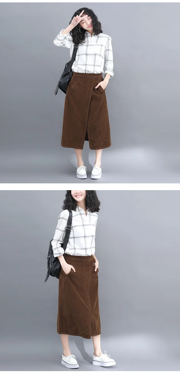 Faldas mujer moda Осенняя новая юбка versa Вельветовая юбка большого размера Женская faldas largas mujer