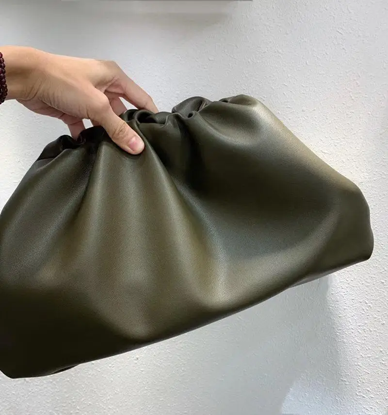 

Fashion Women Cloud Bag Top Quality Genuine Leather Famous Desinger Brand The Pouch Soft Calfskin Ladies Large Clutch Handbag