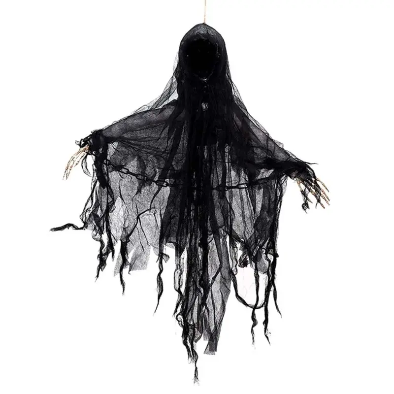 

Halloween Decoration Black Faceless Hanging Ghost Eyes Glowing Screaming Ghost J2HD