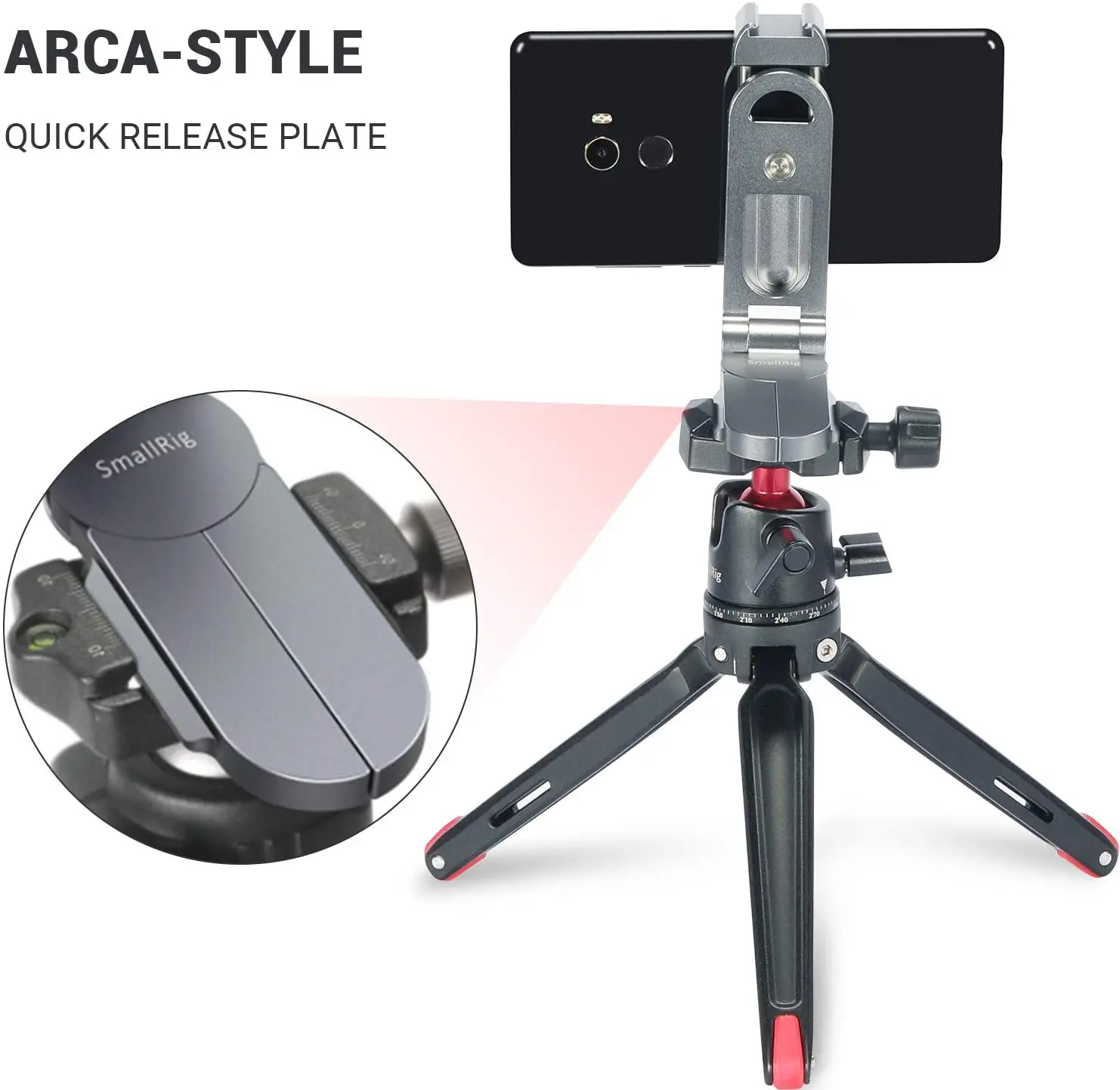 Универсальный держатель для смартфона SmallRig с защелкой стандарта Arca-Swiss прямой