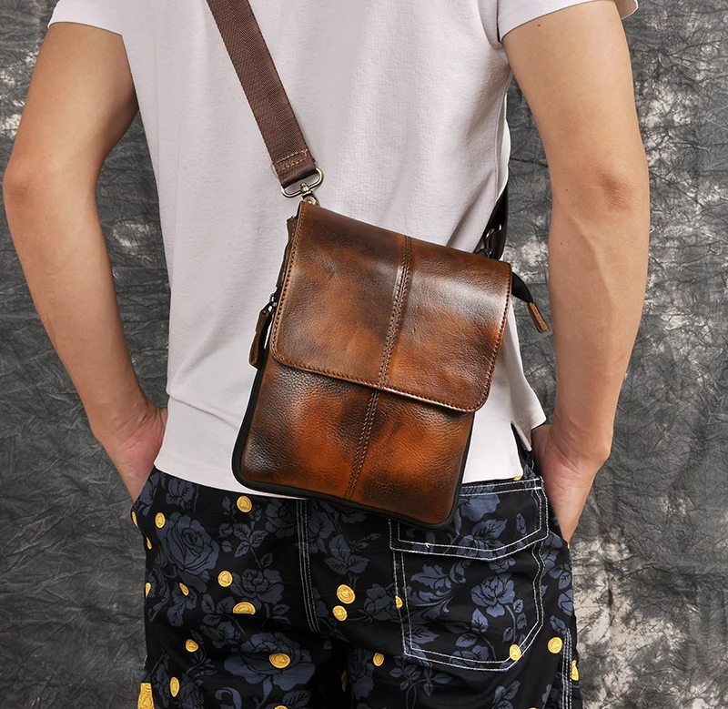 Модная многофункциональная Повседневная сумка из натуральной кожи, 8 дюймов, сумка через плечо, тонкая сумка, сумка-мессенджер, набедренная сумка, поясная сумка, 8713