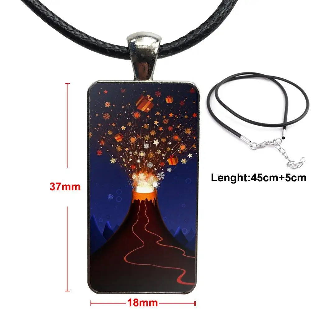 

For Unisex Fashion Necklace Handmade Rectangle Shape Choker Necklace Jewelry Multi Designs Psychedelic Volcanic Lava Floor Print