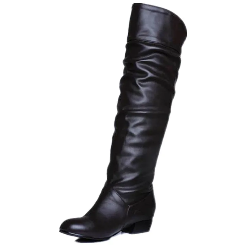

Fanyuan Large size 2021 new arrive Knee high Women Boots Black White Brown flat heels half boots spring autumn shoes woman