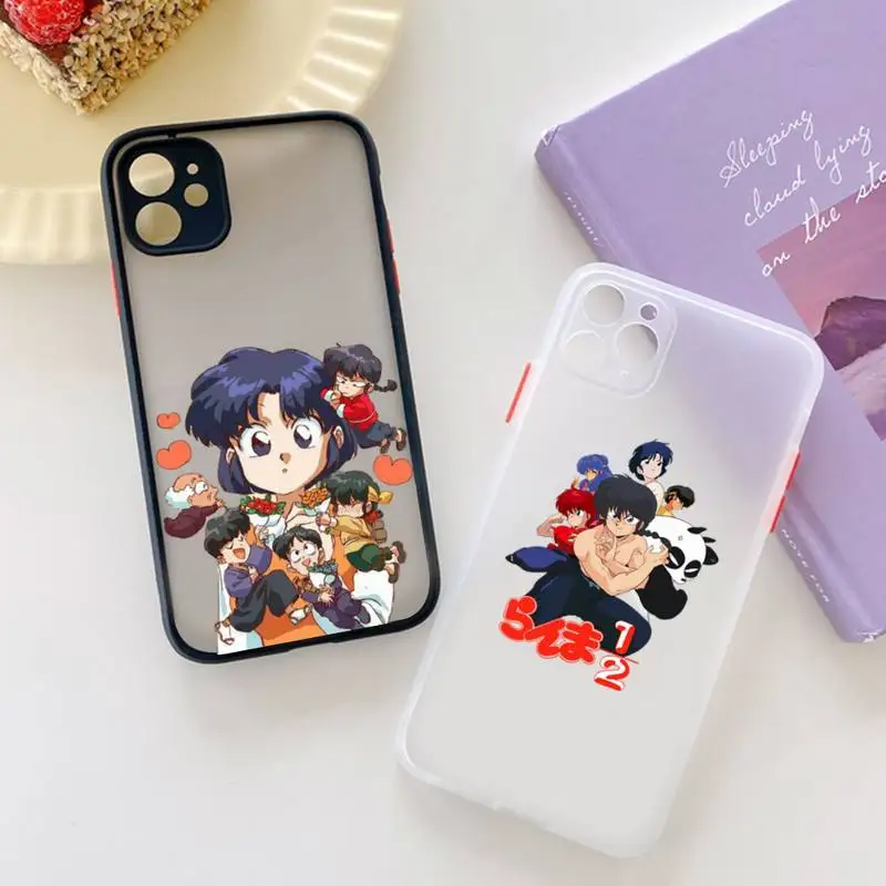 

FHNBLJ Ranma Phone Case for iPhone X XR XS 7 8 Plus 11 12 13 pro MAX 13mini Translucent Matte Shockproof Case
