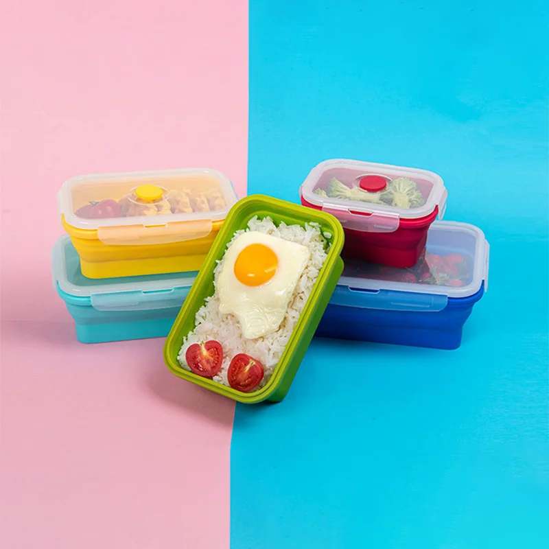 500 мл складной силиконовый Ланч-бокс Портативный для микропосуды прямоугольный