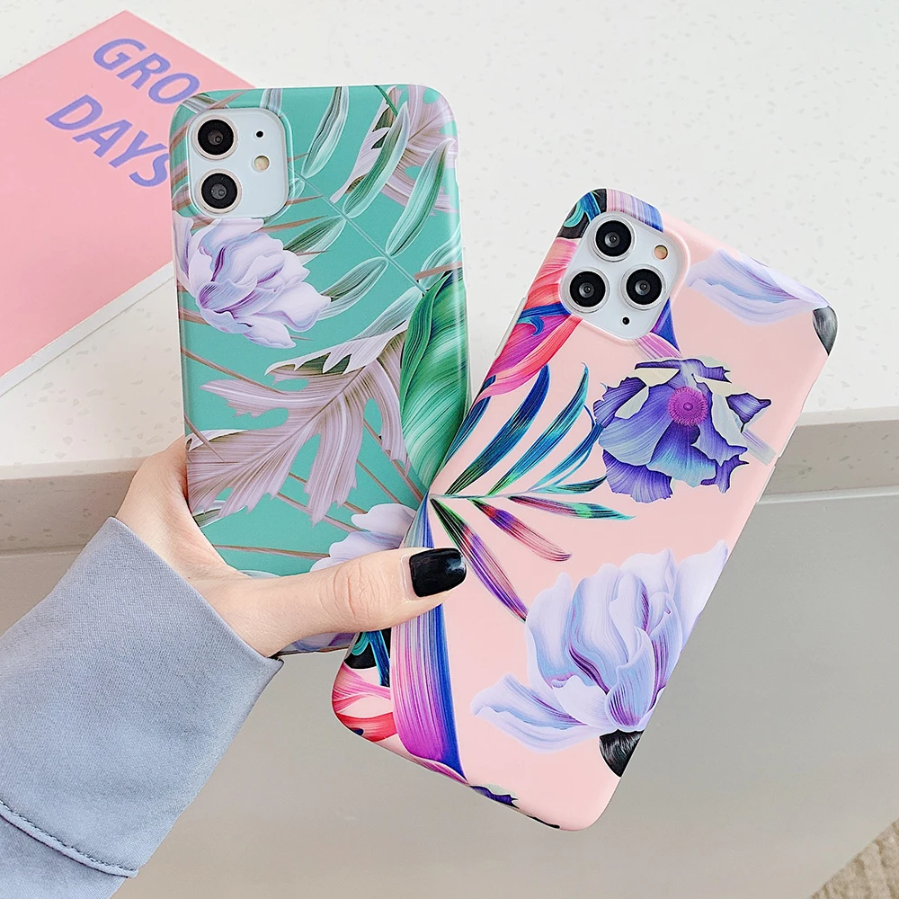 Винтажный чехол LOVECOM для телефона с яркими цветами и листьями iPhone 11 Pro Max XR XS 6 6S 7 8