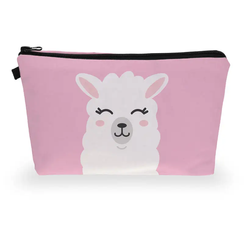 Сумка для хранения косметики из серии Alpaca Llama с животными из мультфильмов, косметический чехол для ключей, пенал, органайзер для туалетных принадлежностей, путешествий, 22*13,5*2 см
