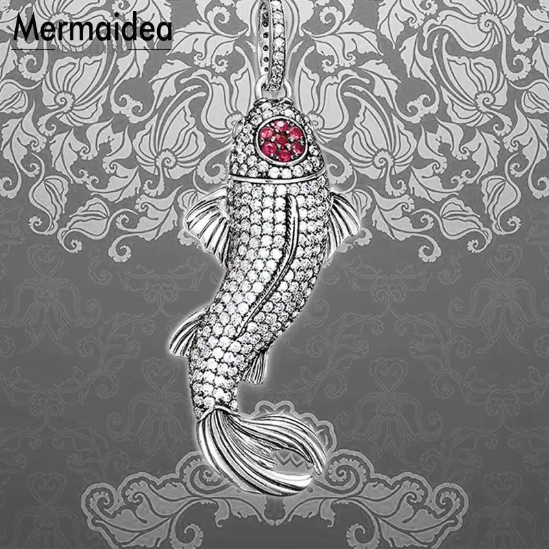 Подвеска Lucky Red Koi Fish Модная бижутерия Посеребренная модный подарок для женщин и