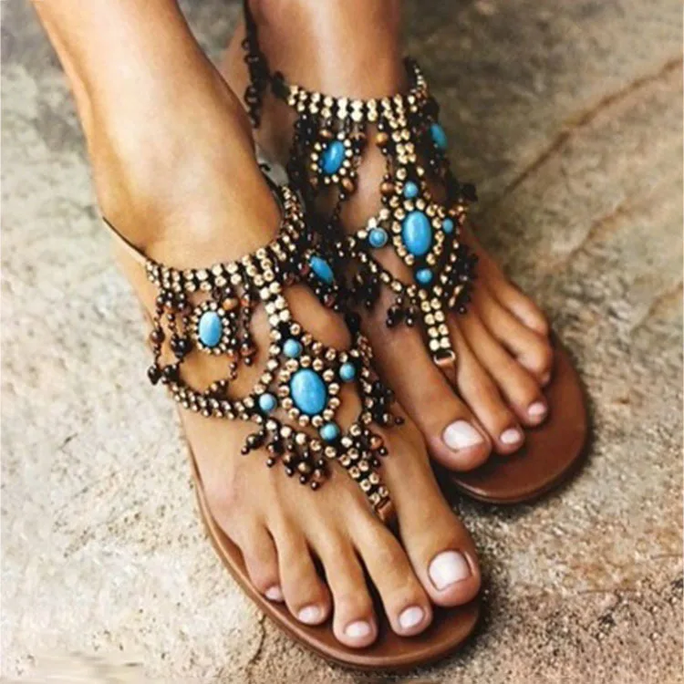 

Women Beading slippers customizing wisher fashion slippers beading flip flops for woman euro beads chain shoes for summer zy488