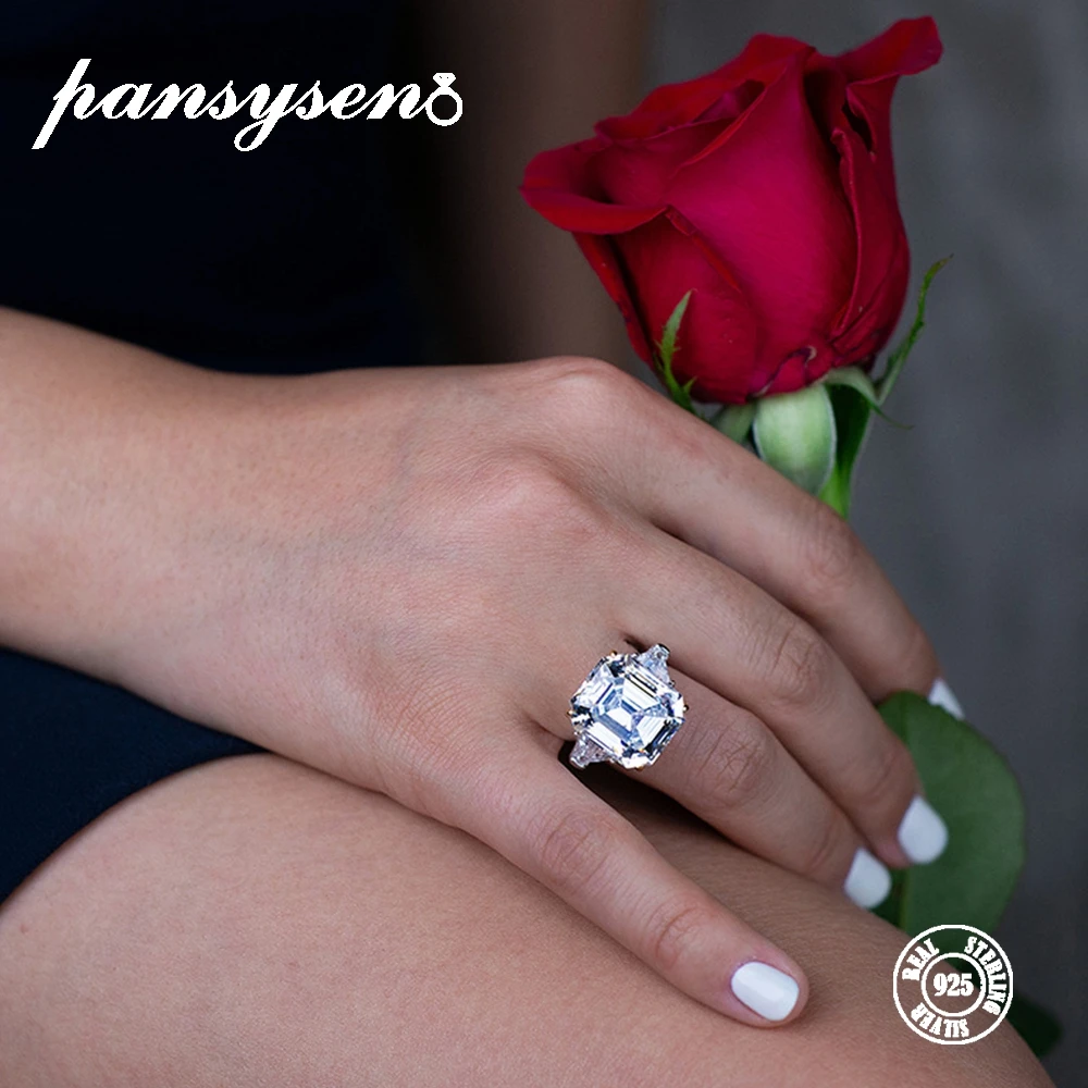 Женское кольцо с большим драгоценным камнем PANSYSEN цельное серебряное натуральным