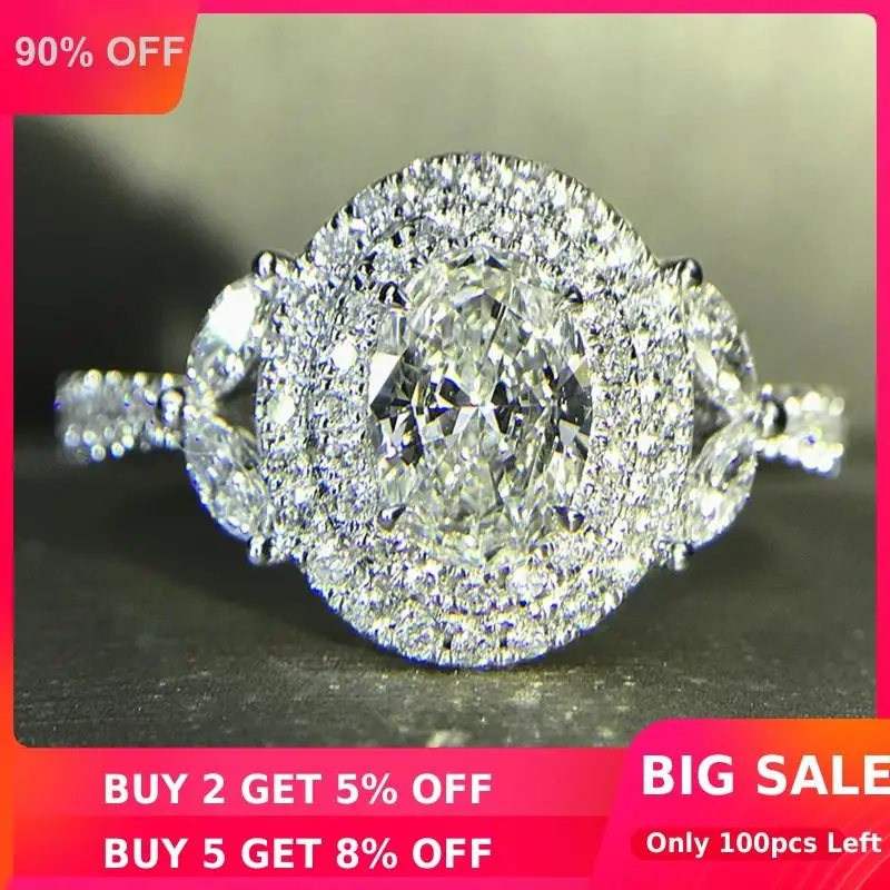 

100% Original 925 sterling silver Diamond cz Ring Flower Engagement Wedding band Rings for Women Bridal Party Finger Jewelry