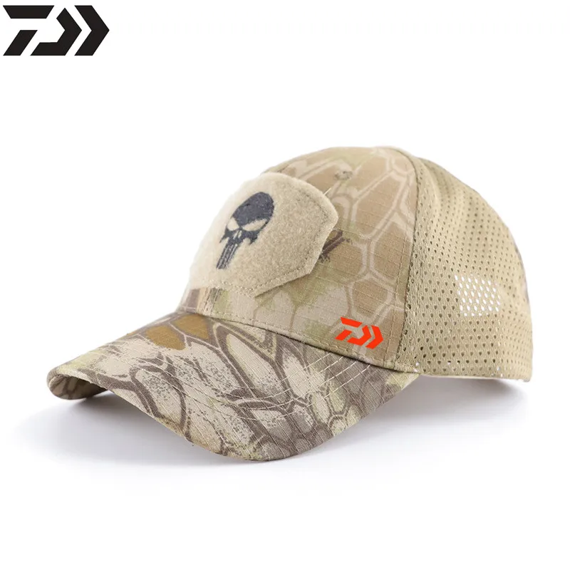 

Daiwa Skull Tactical Military Airsoft Fishing Cap Adjustable Breathable Sun Visor Trucker Hat Mesh Hunting Hiking Fishing Cap