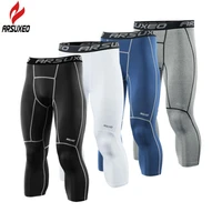 arsuxeo new mens running tights compression sport leggings gym fitness sportswear training yoga pants for men cropped trousers