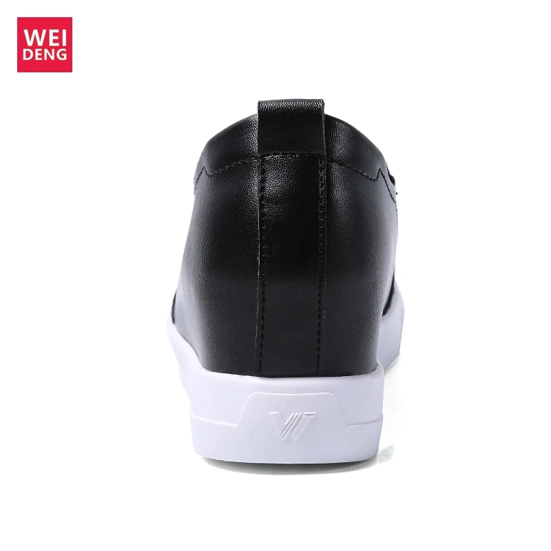 WeiDeng Women Genuine Leather Leisure Shoes Platform Flat Slip On Casual Female Light Fashion Comfort Increase 6cm | Обувь