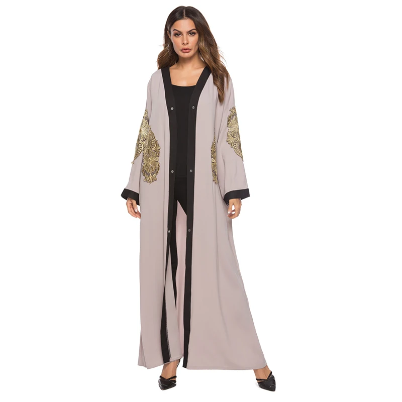 Мусульманский Арабский Дубай Турция Элегантный вышитый кардиган исламское