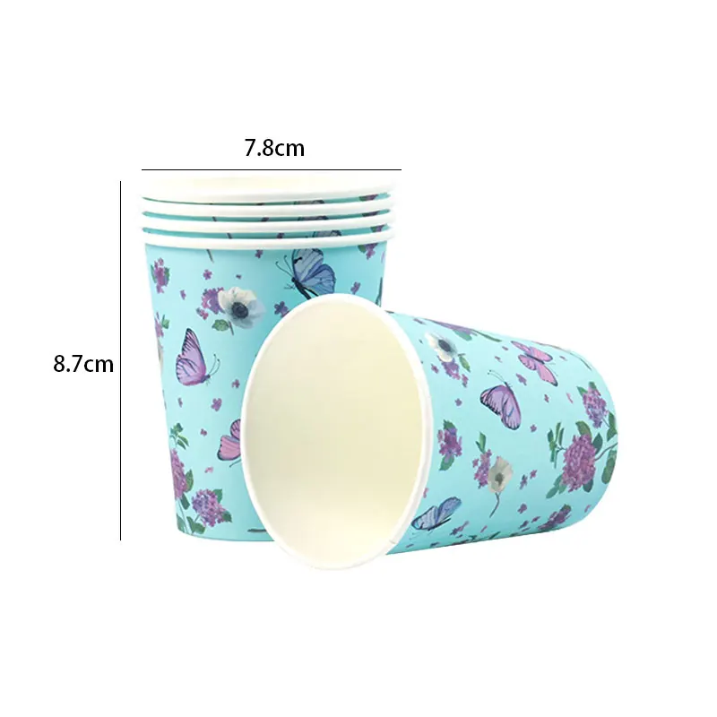

Butterfly Flower Design Disposable Tableware Wedding decorations Floral Paper Plate Cup Napkin for baby shower Birthday Party