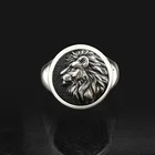 Мужское кольцо в стиле панк с изображением головы льва, властное левое кольцо, мужское Ювелирное Украшение для вечеринки с изображением животного