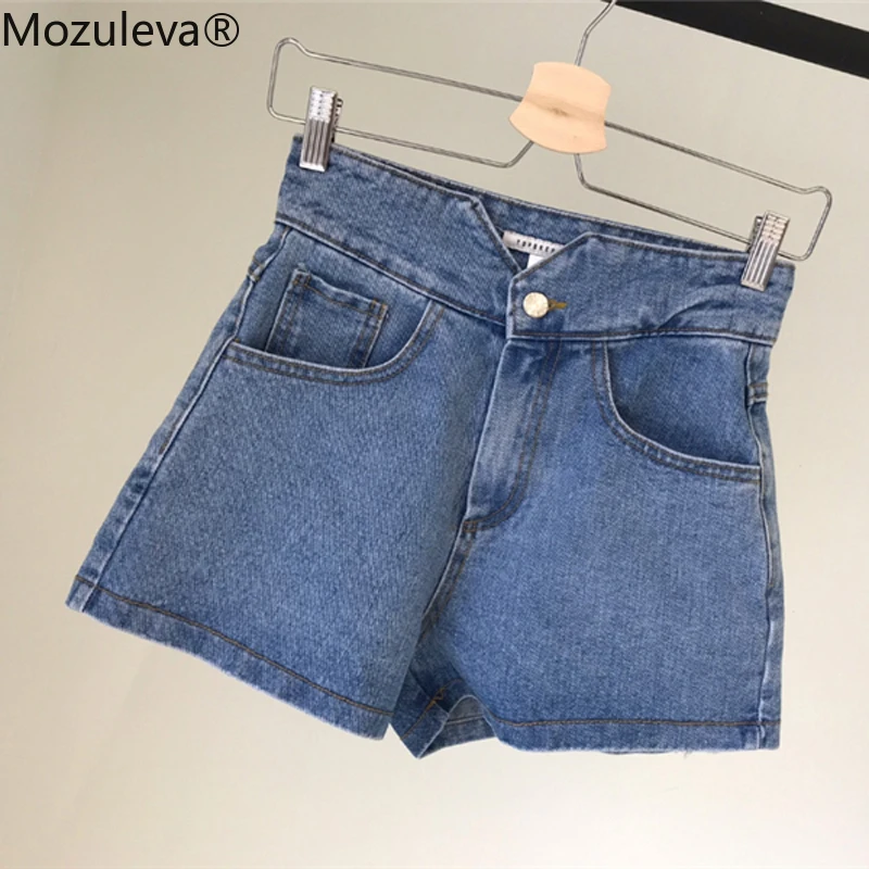 

Mozuleva Vintage High Waist Women Denim Shorts Button Up Loose Denim Blue 2020 Streetwear Summer Female Jeans Shorts Biker Short