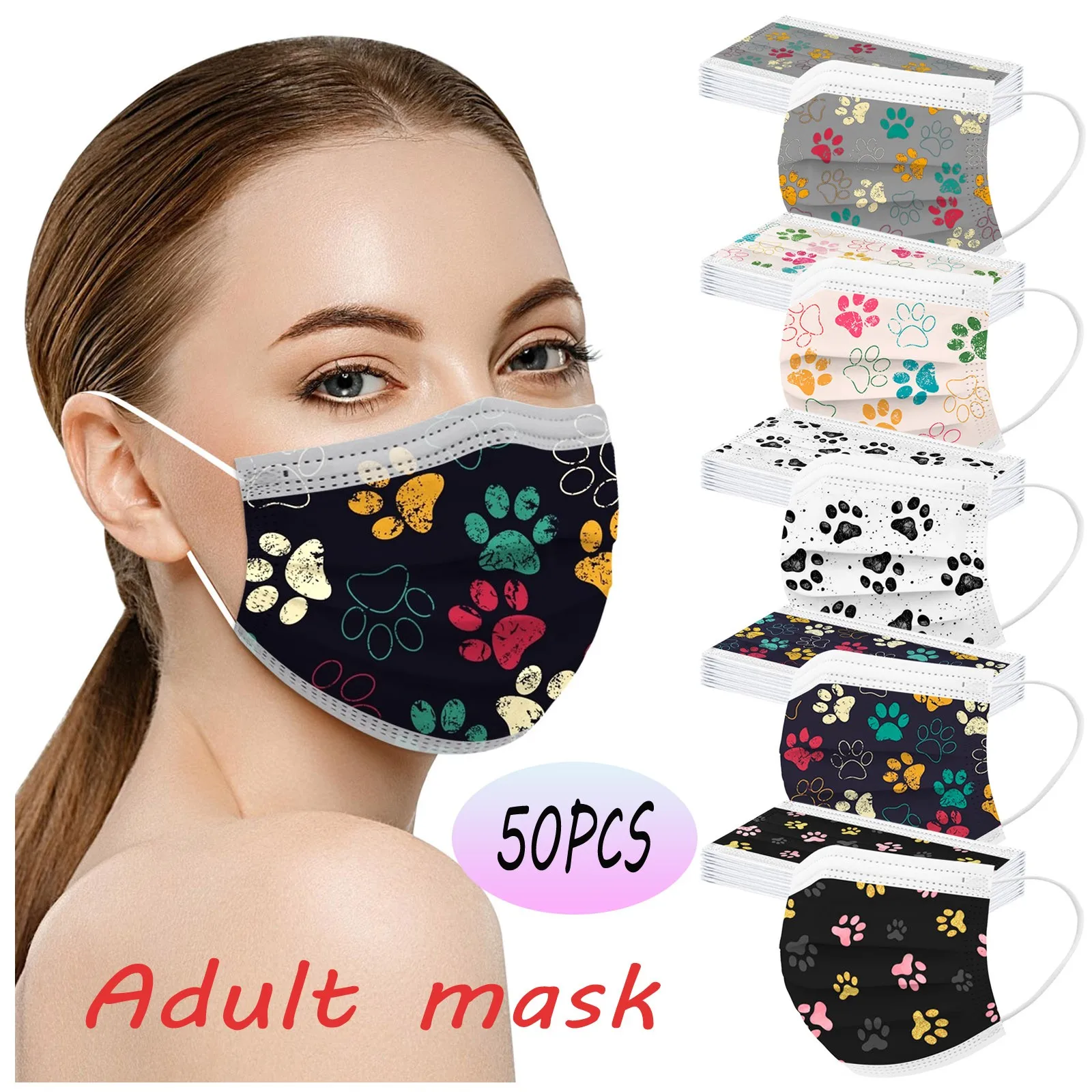 

Быстрая доставка, маска, одноразовая повязка на голову, маски с цифровой печатью для взрослых, трехслойная Защитная дышащая маска