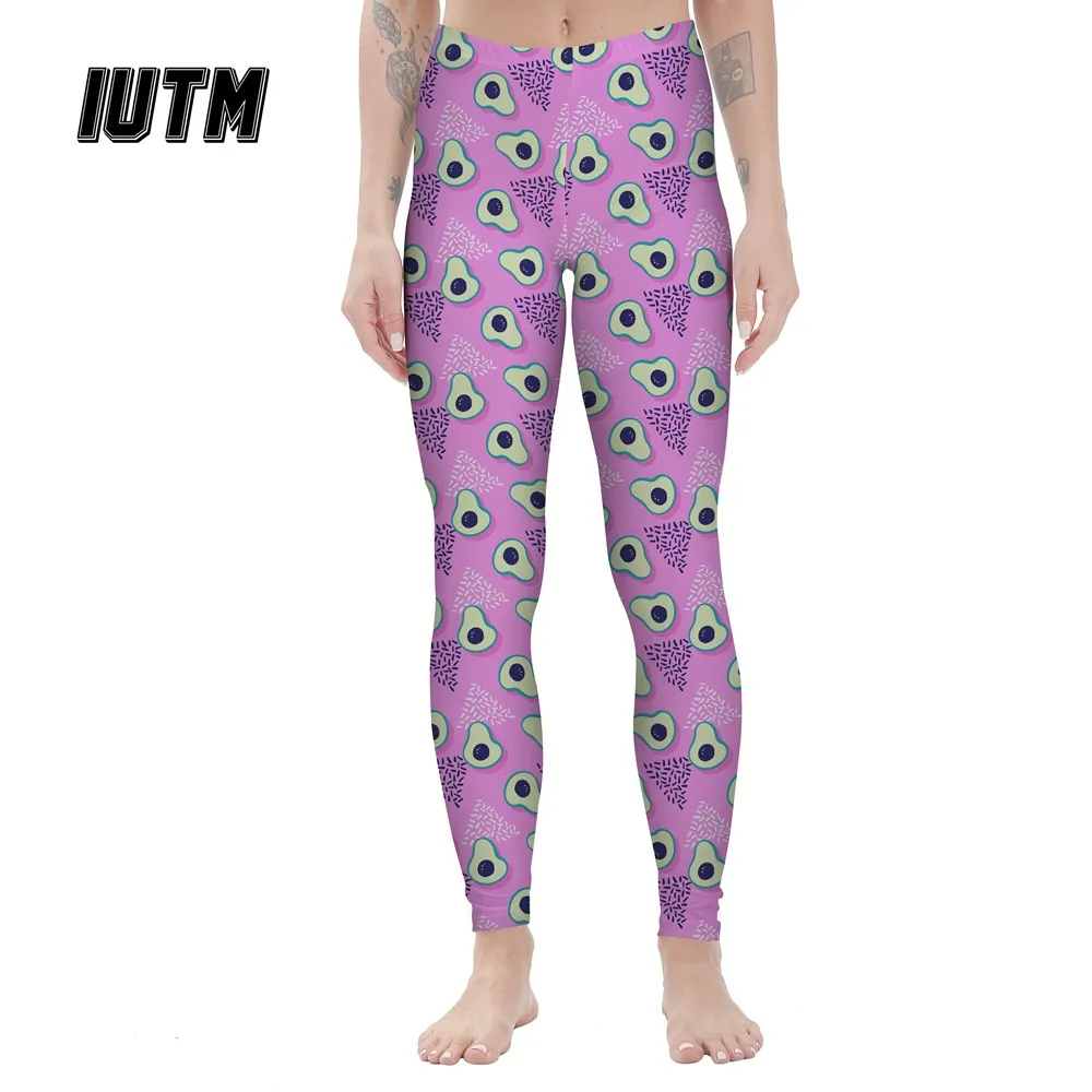

Женские леггинсы с принтом авокадо, фиолетовые спортивные Леггинсы для йоги и фитнеса, Капри в европейском и американском стиле с высокой т...