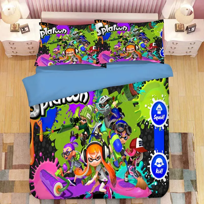 Splatoon мультяшный Комплект постельного белья, пододеяльники, наволочки Splatoon, 2 игровые одеяла, Комплект постельного белья s, постельное белье, Комплект постельного белья - Цвет: 7