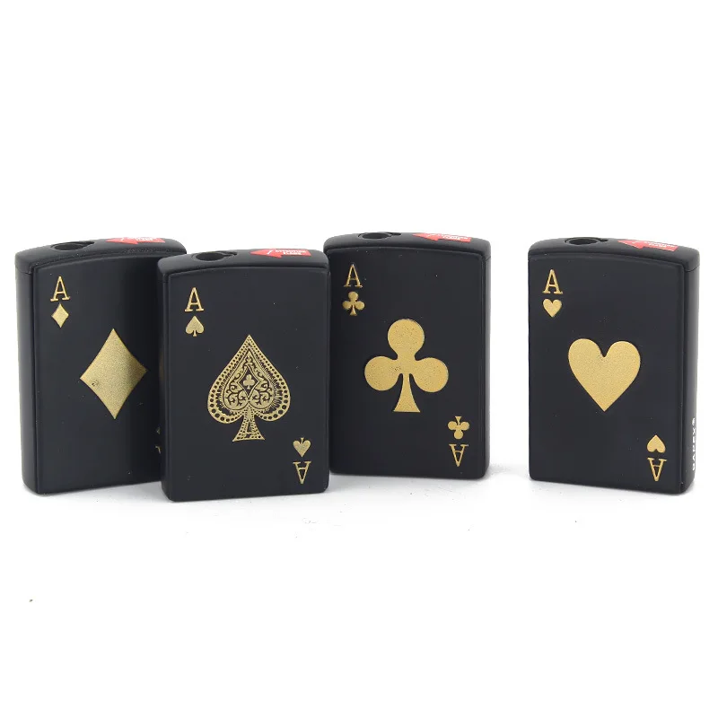 

New Fashion Metal Straight Punch Lighter Playing Card Shape Lighter Creative Gift Men's Tools Lighter Butane Lighter
