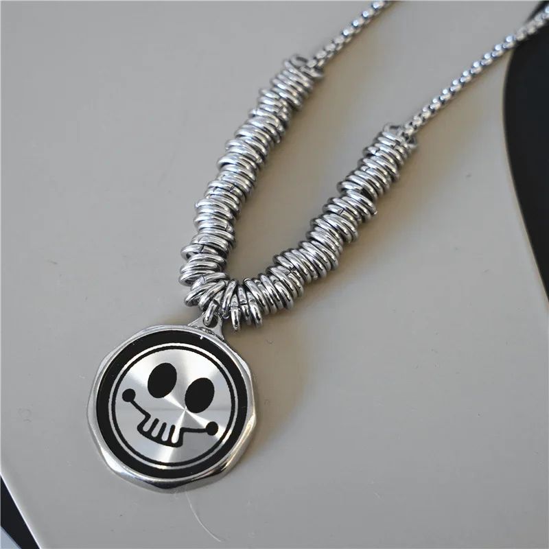 Ожерелье с кулоном в виде смайлика стиле K-POP цепочка готическом хип-хоп для