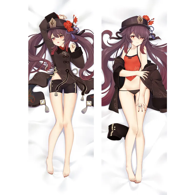 

50x160CM Anime Game Genshin Impact-HuTao Skin Peach Dakimakura Case Two-sided 3D Print Bedding Hugging Body Pillow Covers Gift