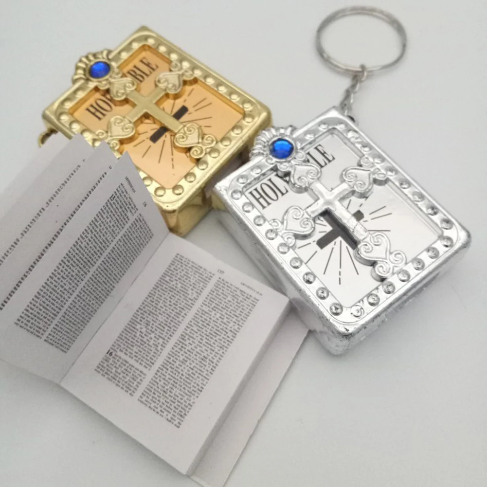 Mini Funny English Spanish HOLY Bible Keychain Religious Christian Jesus Cross Key Chain God Bless Gift Souvenirs Keyring | Украшения и