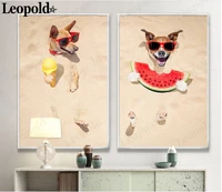 modern funny animal canvas poster simple beach dog painting wall art nordic room living room decoration without frame